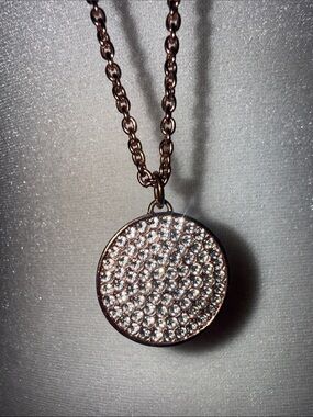 Coach Rose Gold Pendant Chain Necklace Swarovski Crystals